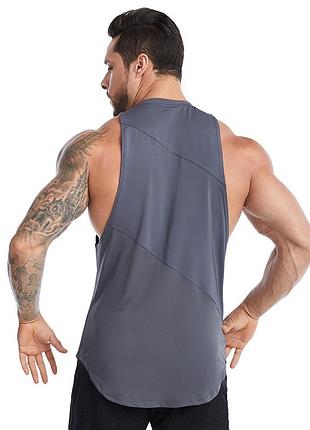 Майка мужская спортивная безрукавка для фитнеса серая
