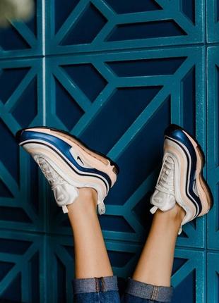 Шикарные кроссовки nike air max 97 blue & beige кросівки3 фото