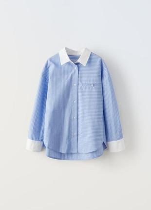 Стильная рубашка с длинным рукавчиком для девочки zara (зазара) испания1 фото