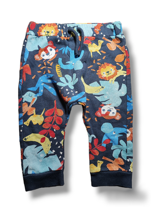 Теплые брюки с манжетами байка принт зверята звери