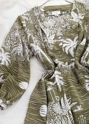 Оливкова сукня міді в тропічний принт h&m2 фото