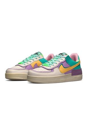 Женские кроссовки nike air force 1 shadow turquoise yellow2 фото