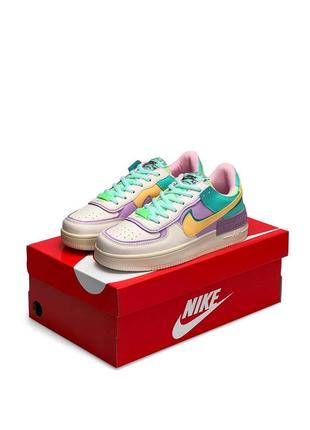 Женские кроссовки nike air force 1 shadow turquoise yellow1 фото