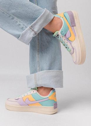 Женские кроссовки nike air force 1 shadow turquoise yellow5 фото