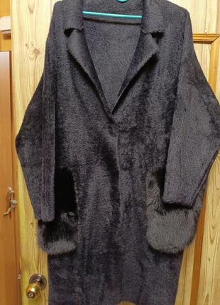 Стильное пальто куртка альпака батал оверсайз 50-56р4 фото