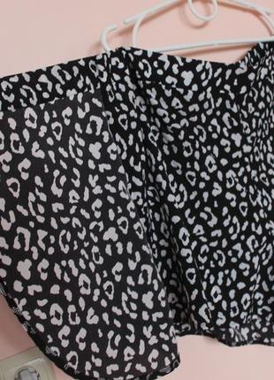 Шорты-юбка в леопардовый принт, шорты-юбка черная в белые пятнышки, шорты-юбка батал 56-58 р.3 фото