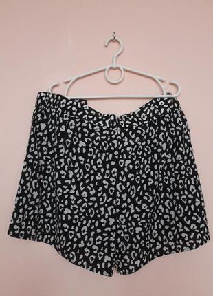 Шорты-юбка в леопардовый принт, шорты-юбка черная в белые пятнышки, шорты-юбка батал 56-58 р.4 фото