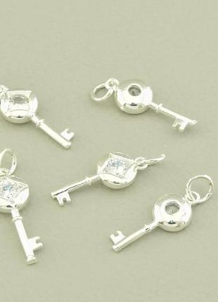 Кулон фианит 17х7мм.(родий)