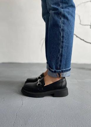 Лоферы кожа черные туфли женские10 фото
