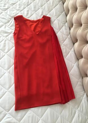 Платье красное платье с плиссировкой zara bershka h&amp;m2 фото