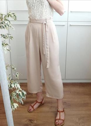 Бежевые высокие кюлоты zara 🌺
