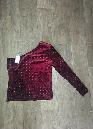 Кофта на одно плечо от primark с стразами