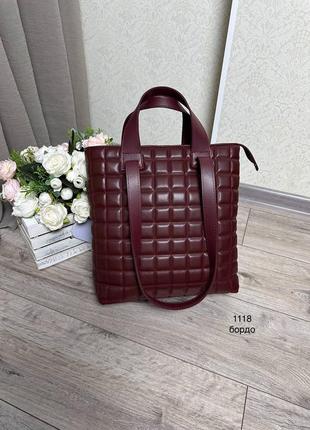 Жіноча стильна та якісна  сумка шоппер з еко шкіри бордо