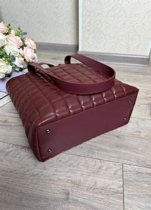 Женская стильная и качественная сумка шоппер из эко кожи бордо4 фото