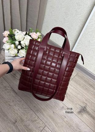Женская стильная и качественная сумка шоппер из эко кожи бордо2 фото
