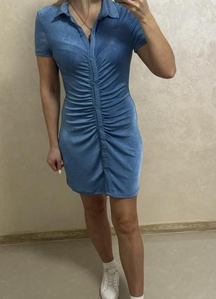 Женское голубое платье. размер л. pull &amp; bear5 фото