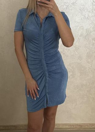 Женское голубое платье. размер л. pull &amp; bear1 фото