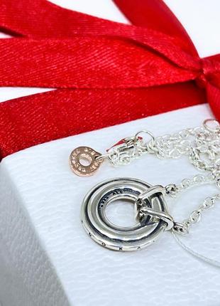 Серебряный браслет пандора 582741c01 цепь цепочка круг кольцо с камнями логотип signature розовое золото серебро проба 925 новый с биркой pandora5 фото