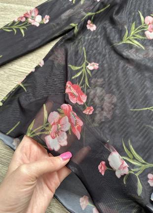 Стильная прозрачная блуза топ водолазка в цветочный принт bik book 36/s3 фото