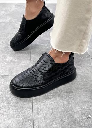 Черные питон женские лоферы туфли слипоны мокасины из натуральной кожи10 фото