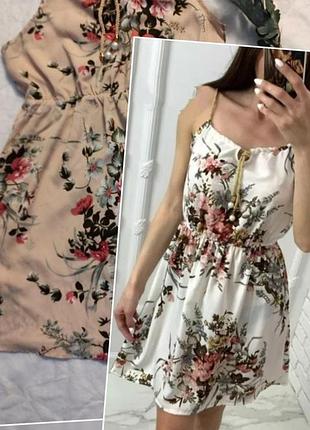 👗плаття в квіточку з шовку міні