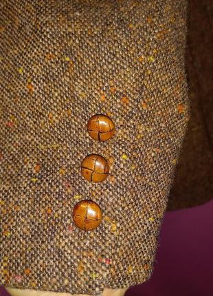 Теплый шерстяной твидовый винтажный пиджак жакет от немецкого бренда betty barclay4 фото
