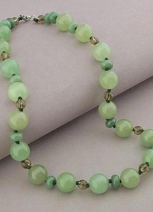 Намисто нефрит, роухтопаз 40 см.
