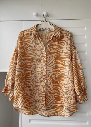 Рубашка с животным принтом блуза с широкими рукавами1 фото