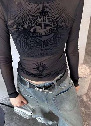 Полупрозрачный лонг лонгслив