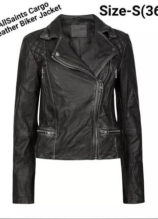 Жіноча шкіряна куртка allsaints cargo leather biker jacket1 фото