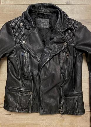 Женская кожаная куртка allsaints cargo leather biker jacket5 фото