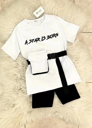 Футболка оверсайз + велосипедки 🐼