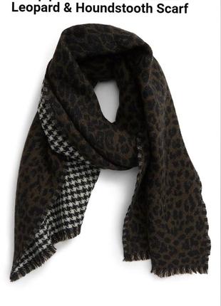 Шарф allsaints reversible leopard & houndstooth scarf1 фото