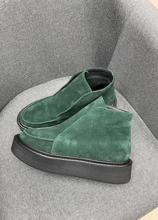 Зеленые замшевые ботинки хайтопы много цветов на выбор2 фото