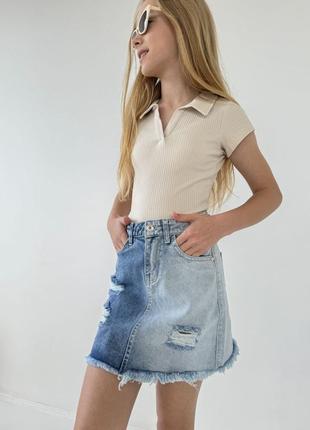 Джинсовые юбки для девочек4 фото