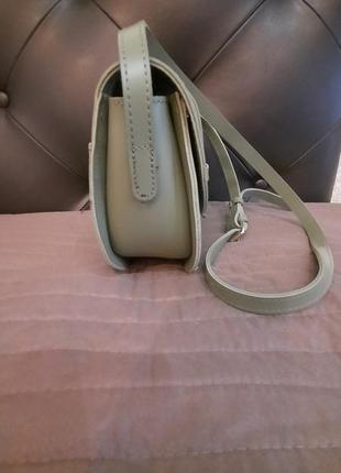 Женская сумка через плечо кросс-боди оливковое кожаное3 фото