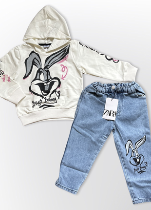 Комплект "bugs bunny" джинси з кофтою zara1 фото