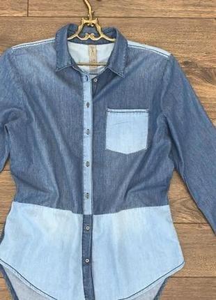 Стильная необычная коттоновая джинсовая рубашка denim_co с-м, 44-461 фото