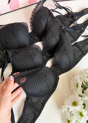 Черный бюстгалтер victoria's secret luxe lingerie оригинал бюст анжелика кружевной балконет бра7 фото