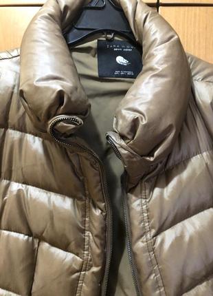Зимова коротка куртка zara, наповнювач гусиний пух, колір капучино, дуже тепла і красива.7 фото