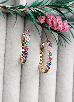 Anne klein вінтажні сережки кільця, кольорові кристали, бренд, вінтаж
