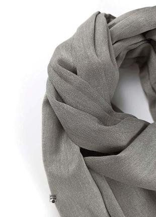 Хлопковый шарф палантин хлопок демисезонный легкий однотонный серый новый2 фото