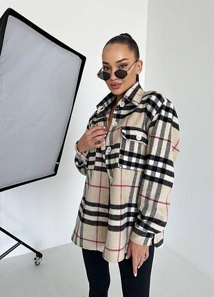 Хітова кашемірова тепла сорочка у клітинку жіноча клітчата рубашка якісна