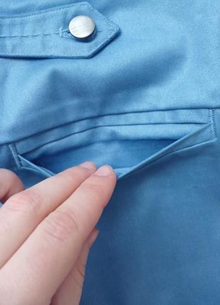 Облягаючі коттонові бриджі бріджі блакитні подовжені шорти3 фото