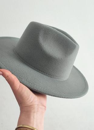 Капелюх фетровий сірий федора, шляпа жіноча чоловіча