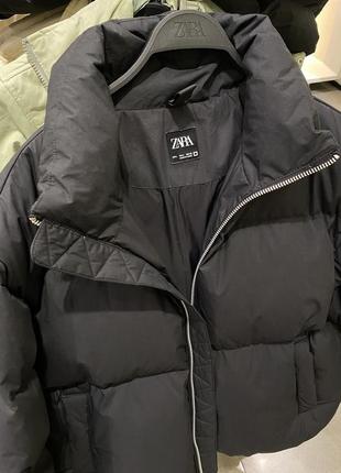 Пуховик куртка водоотталкивающий zara черный м l xl2 фото