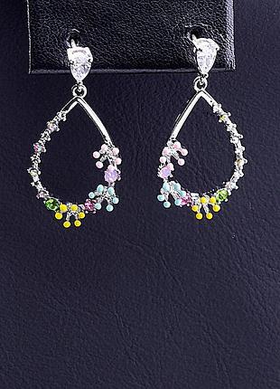 Сережки 'xuping' фіаніт (родій)