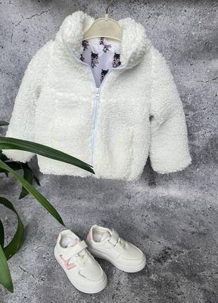 Стильная весенняя курточка тедди, сиреневая белая куртка на весну, модная курточка тедди для девчонки1 фото
