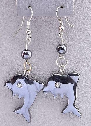 Серьги женские модные элегантные гематит