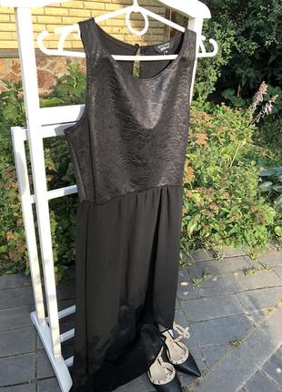 Черный сарфан , черное платье с кож замом и шифоновым шлейфом от new look4 фото